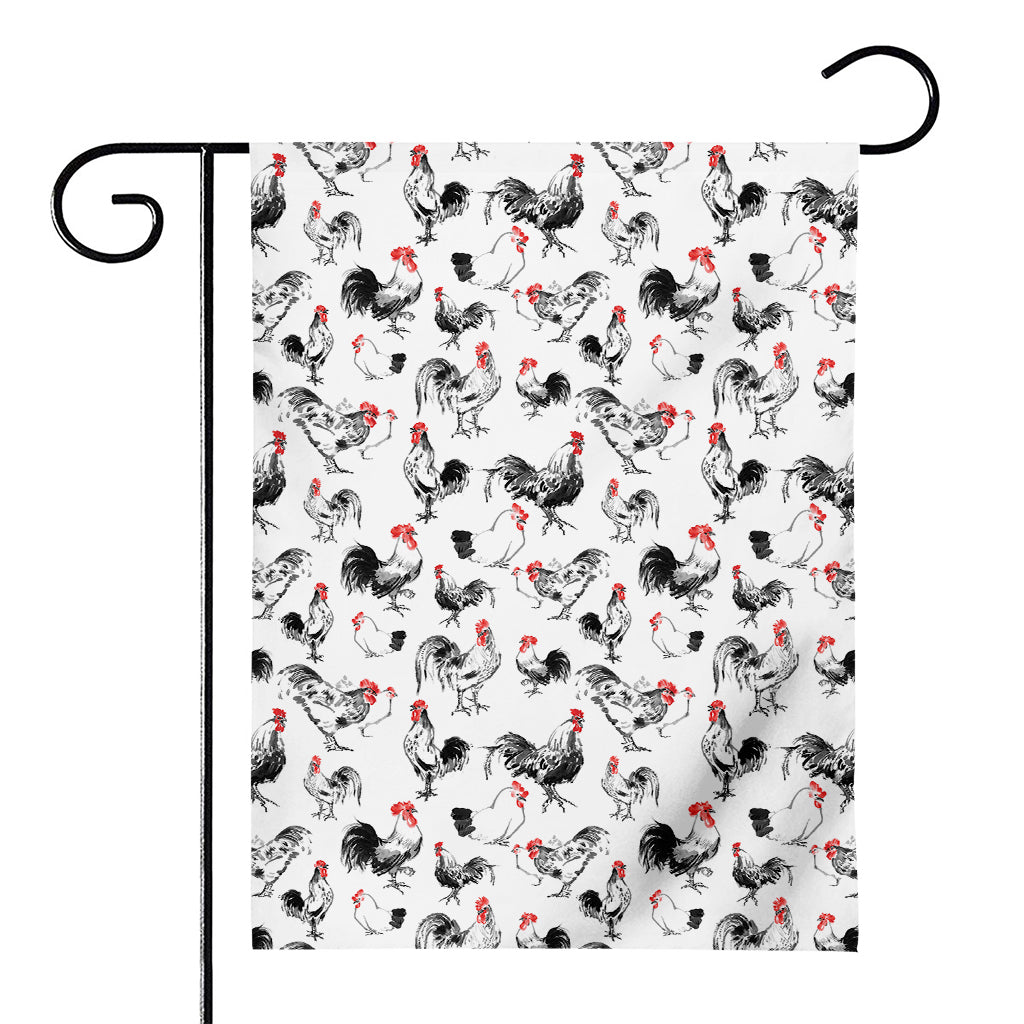 Chicken Ink Painting Pattern Print House Flag
