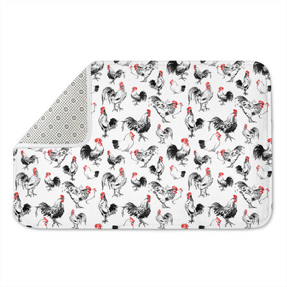 Chicken Ink Painting Pattern Print Indoor Door Mat