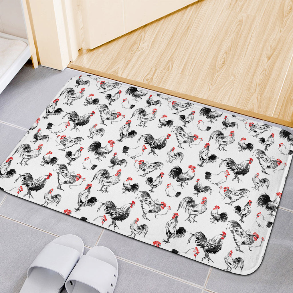 Chicken Ink Painting Pattern Print Indoor Door Mat