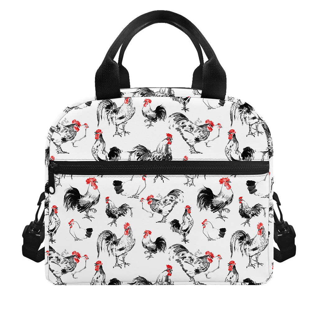 Chicken Ink Painting Pattern Print Insulated Lunch Bag
