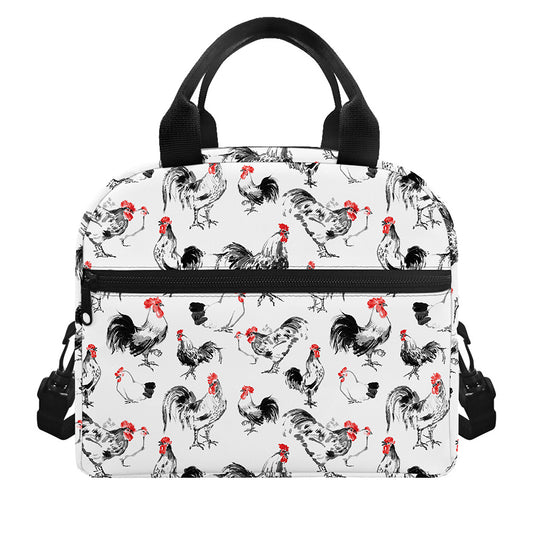 Chicken Ink Painting Pattern Print Insulated Lunch Bag