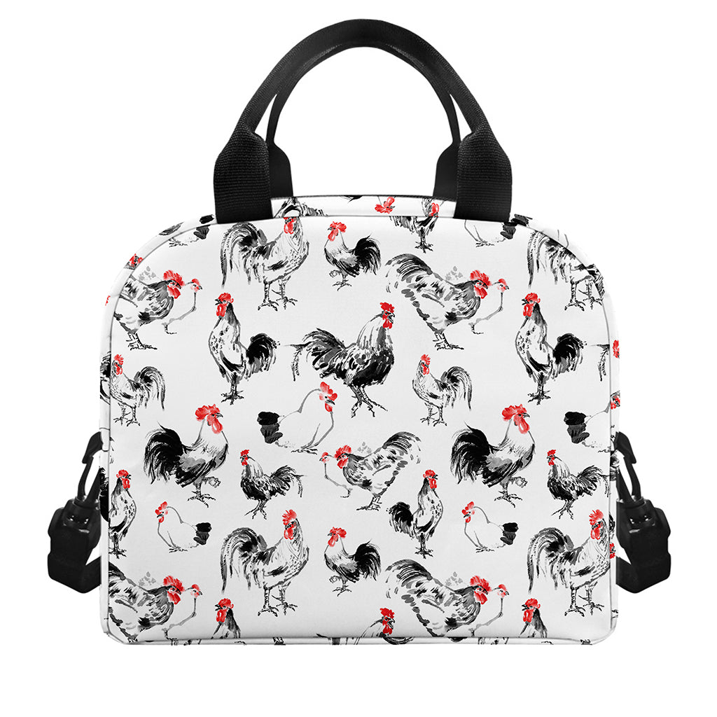 Chicken Ink Painting Pattern Print Insulated Lunch Bag