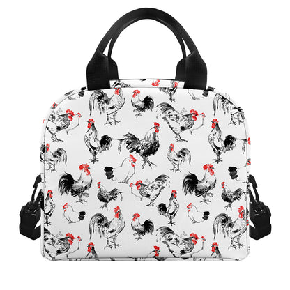 Chicken Ink Painting Pattern Print Insulated Lunch Bag