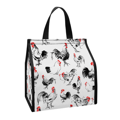 Chicken Ink Painting Pattern Print Insulated Lunch Tote