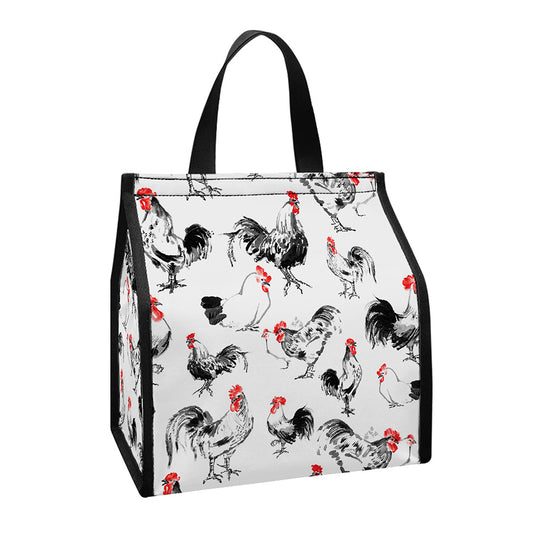 Chicken Ink Painting Pattern Print Insulated Lunch Tote