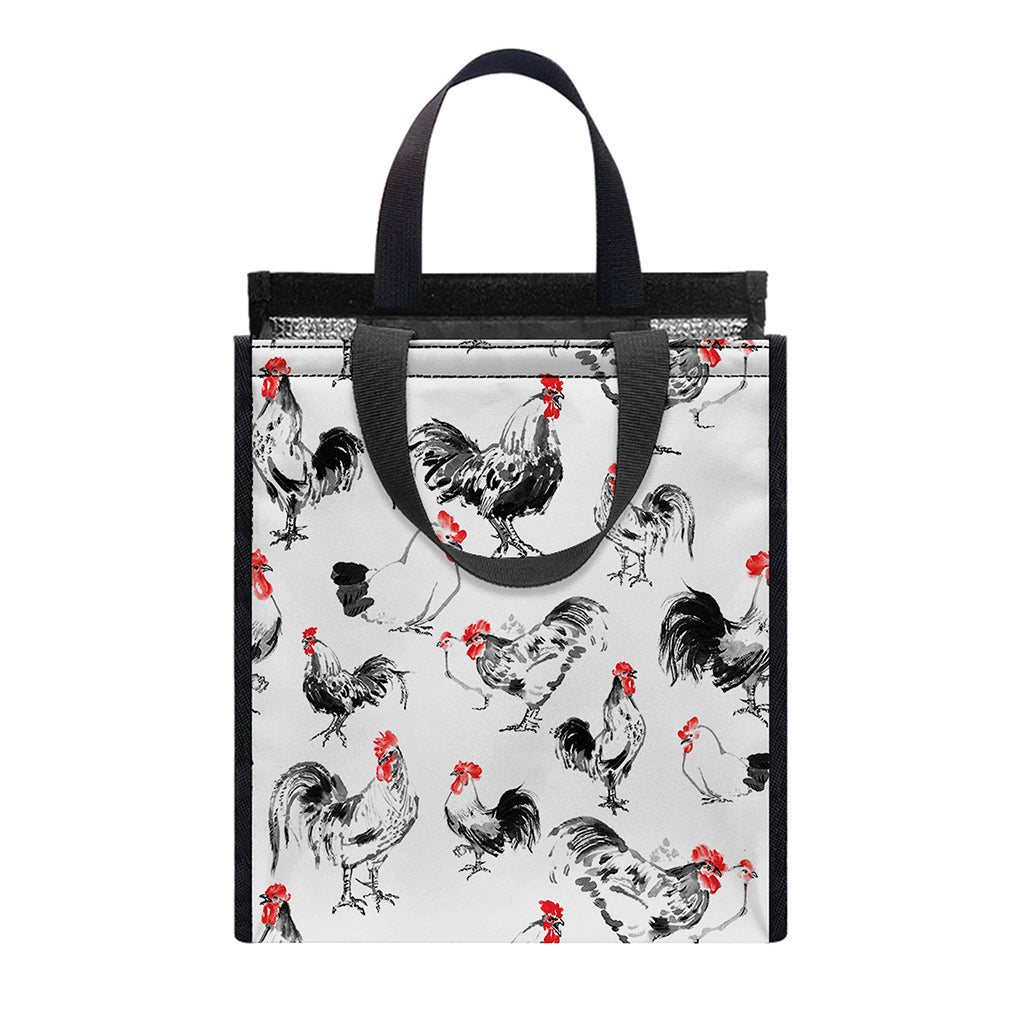 Chicken Ink Painting Pattern Print Insulated Lunch Tote