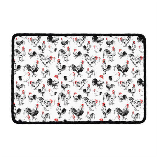 Chicken Ink Painting Pattern Print Kitchen Mat