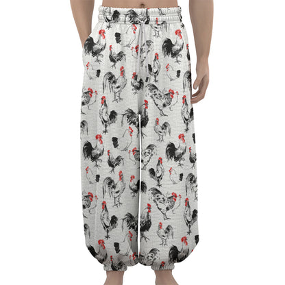 Chicken Ink Painting Pattern Print Lantern Pants