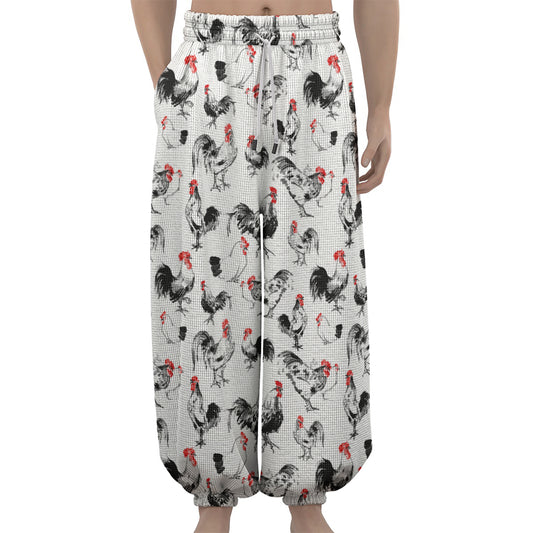 Chicken Ink Painting Pattern Print Lantern Pants