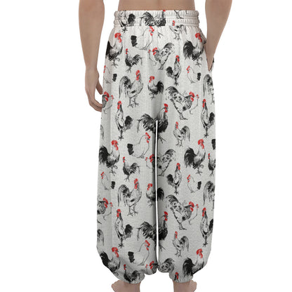 Chicken Ink Painting Pattern Print Lantern Pants