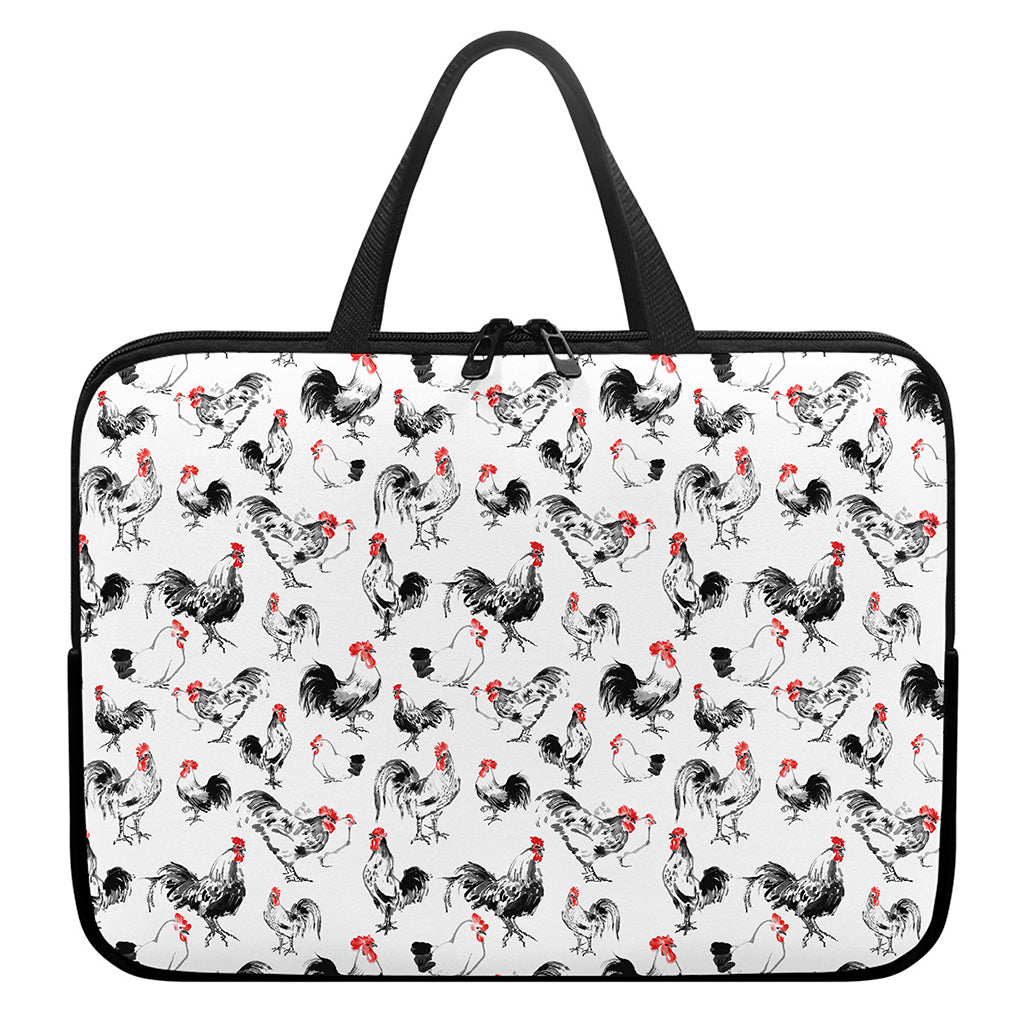 Chicken Ink Painting Pattern Print Laptop Sleeve With Handle