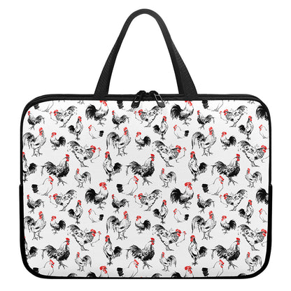 Chicken Ink Painting Pattern Print Laptop Sleeve With Handle