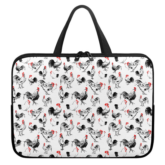 Chicken Ink Painting Pattern Print Laptop Sleeve With Handle