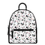 Chicken Ink Painting Pattern Print Leather Backpack