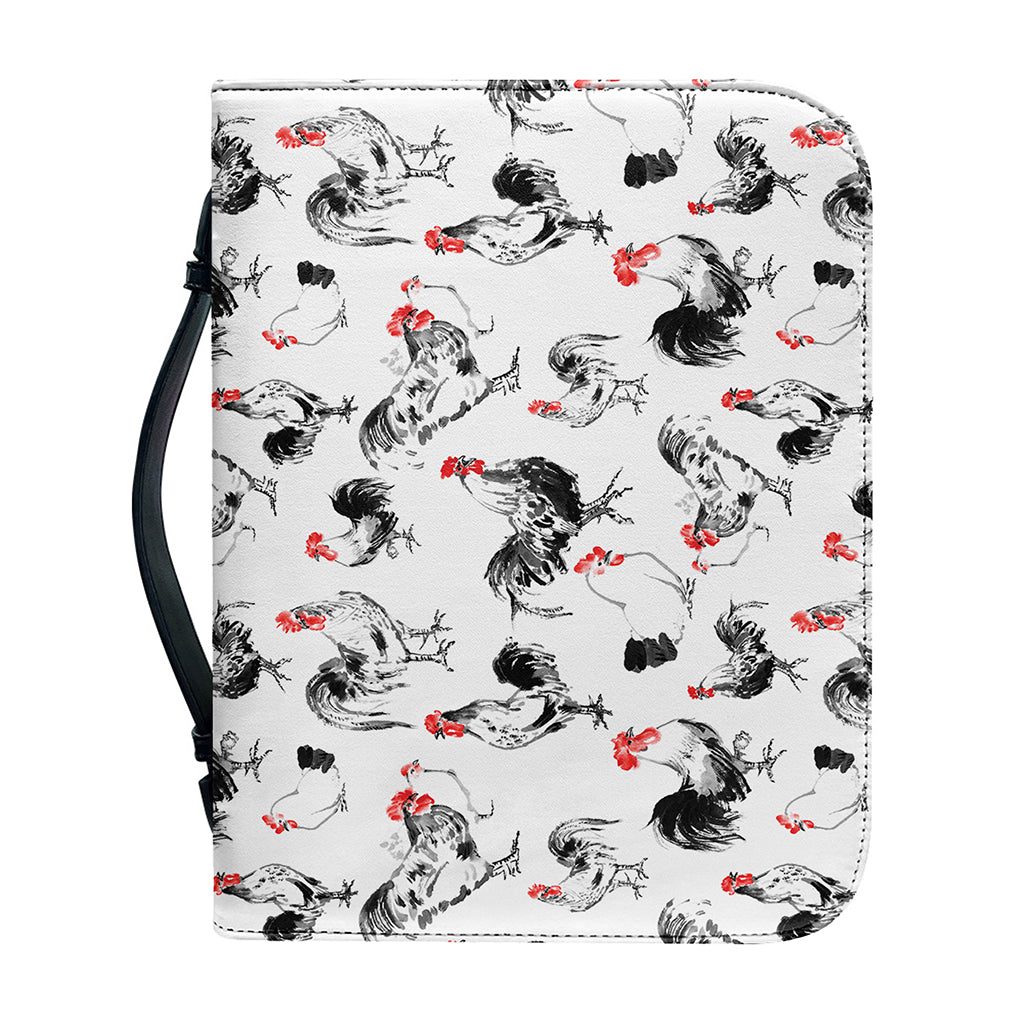 Chicken Ink Painting Pattern Print Leather Bible Cover