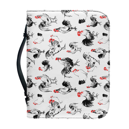 Chicken Ink Painting Pattern Print Leather Bible Cover