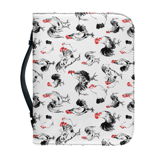 Chicken Ink Painting Pattern Print Leather Bible Cover
