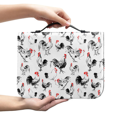 Chicken Ink Painting Pattern Print Leather Bible Cover