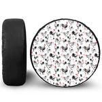 Chicken Ink Painting Pattern Print Leather Spare Tire Cover