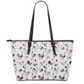 Chicken Ink Painting Pattern Print Leather Tote Bag With Zipper