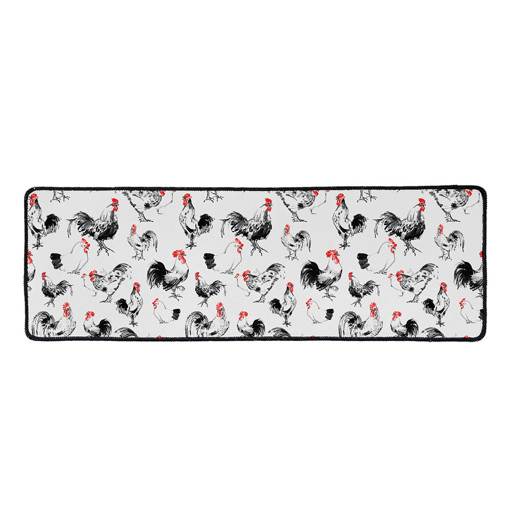 Chicken Ink Painting Pattern Print Long Kitchen Mat
