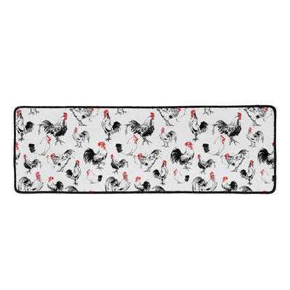 Chicken Ink Painting Pattern Print Long Kitchen Mat