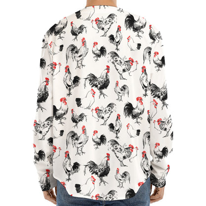 Chicken Ink Painting Pattern Print Long Sleeve Baseball Jersey