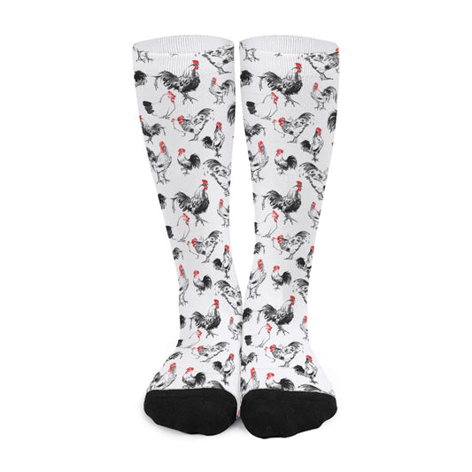 Chicken Ink Painting Pattern Print Long Socks