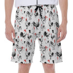 Chicken Ink Painting Pattern Print Men's Beach Shorts