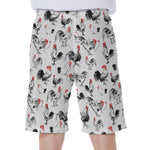Chicken Ink Painting Pattern Print Men's Beach Shorts