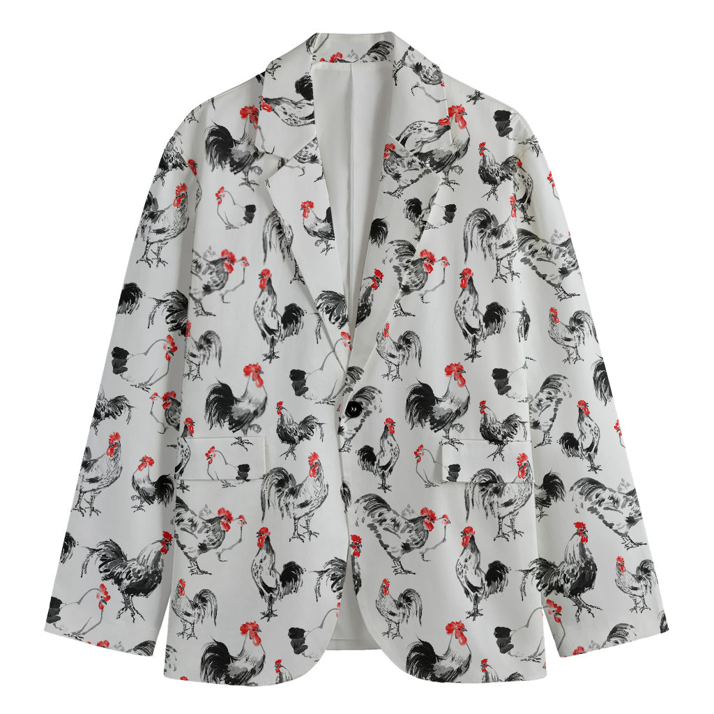 Chicken Ink Painting Pattern Print Men's Blazer