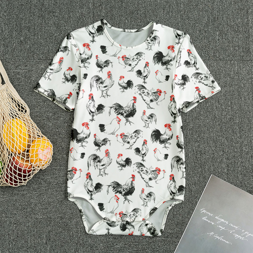 Chicken Ink Painting Pattern Print Men's Bodysuit