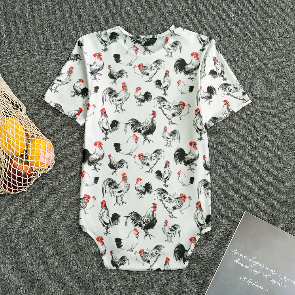 Chicken Ink Painting Pattern Print Men's Bodysuit