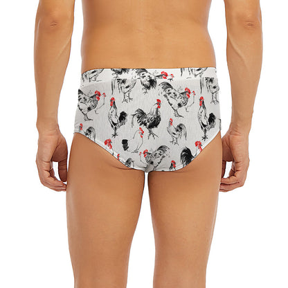 Chicken Ink Painting Pattern Print Men's Briefs