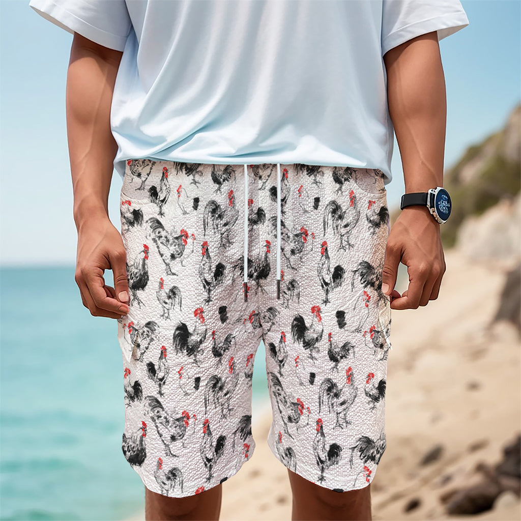 Chicken Ink Painting Pattern Print Men's Cargo Shorts