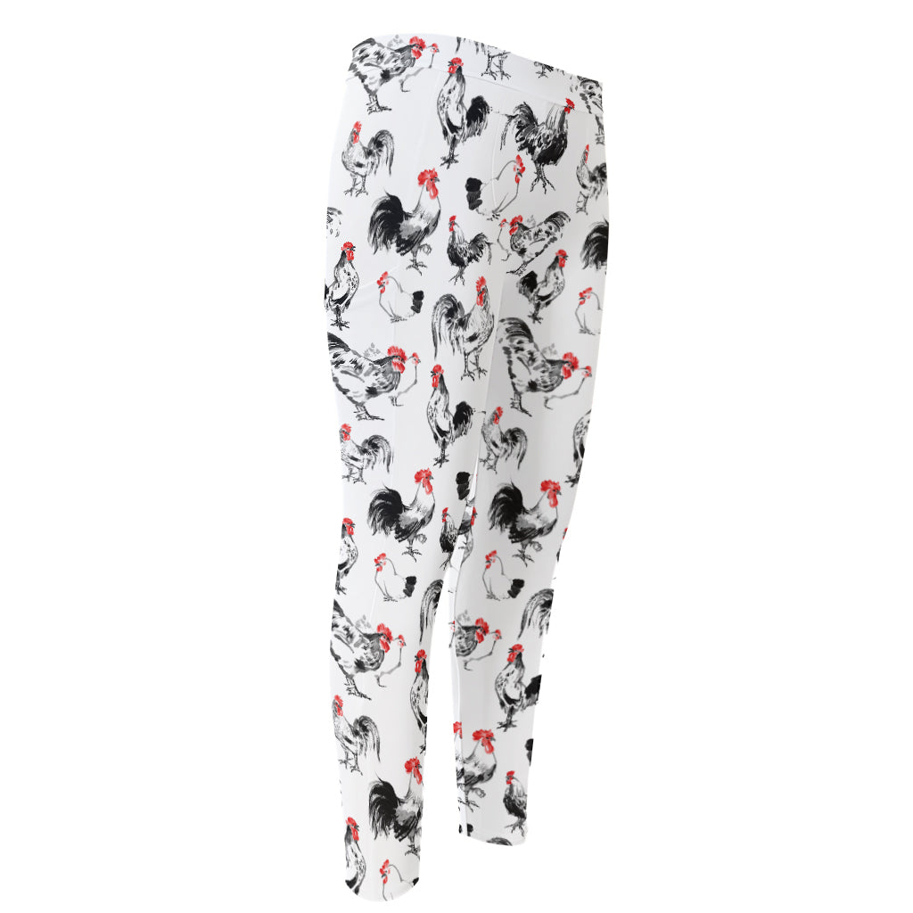 Chicken Ink Painting Pattern Print Men's Compression Pants