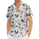 Chicken Ink Painting Pattern Print Men's Deep V-Neck Shirt
