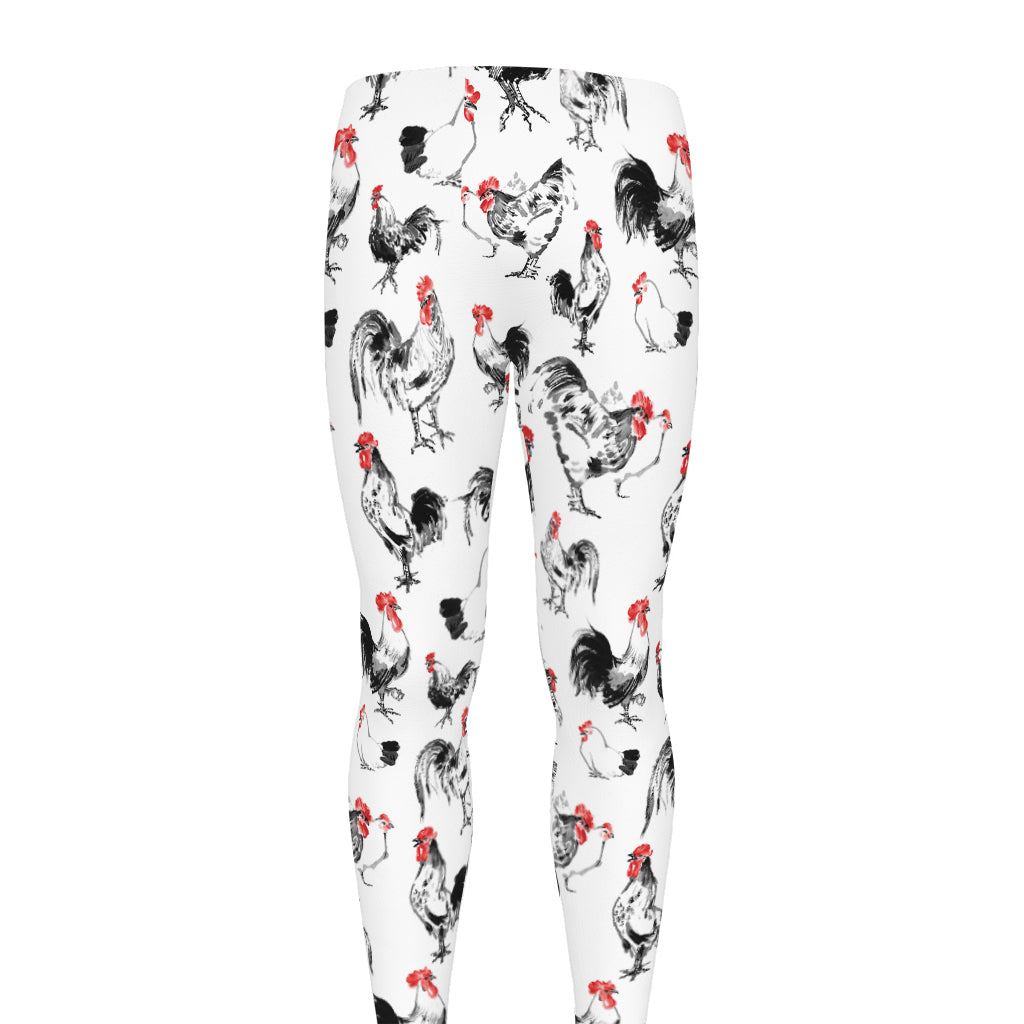 Chicken Ink Painting Pattern Print Men's leggings