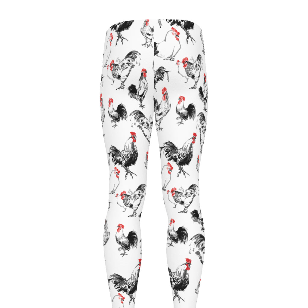 Chicken Ink Painting Pattern Print Men's leggings