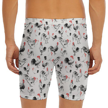 Chicken Ink Painting Pattern Print Men's Long Boxer Briefs
