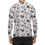 Chicken Ink Painting Pattern Print Men's Long Sleeve Rash Guard
