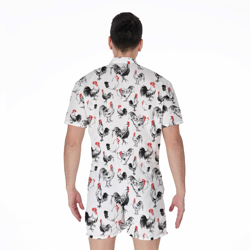 Chicken Ink Painting Pattern Print Men's Rompers