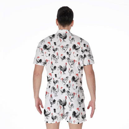Chicken Ink Painting Pattern Print Men's Rompers