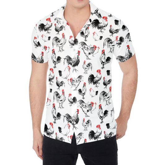 Chicken Ink Painting Pattern Print Men's Shirt