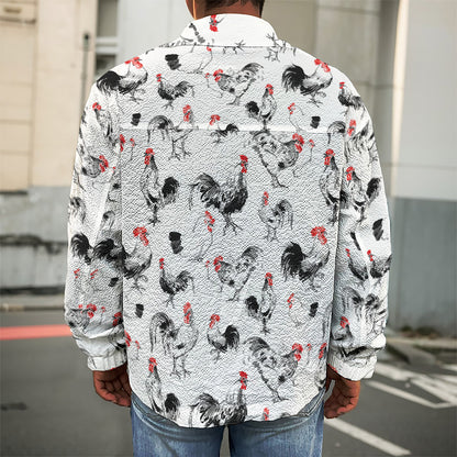 Chicken Ink Painting Pattern Print Men's Shirt Jacket