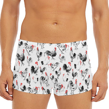Chicken Ink Painting Pattern Print Men's Short Boxer Briefs