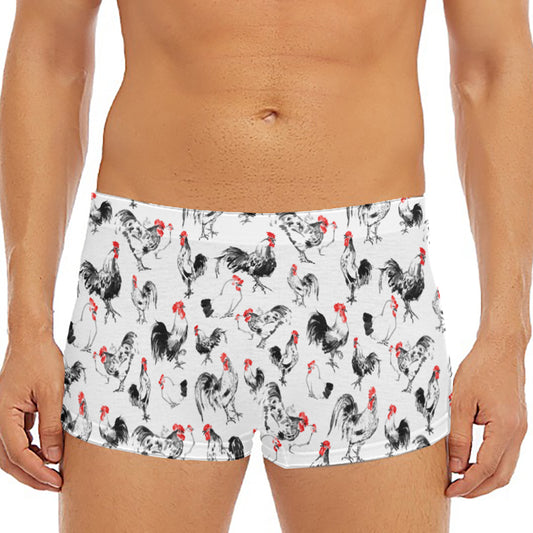 Chicken Ink Painting Pattern Print Men's Short Boxer Briefs