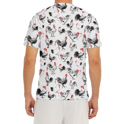 Chicken Ink Painting Pattern Print Men's Short Sleeve Rash Guard