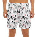 Chicken Ink Painting Pattern Print Men's Split Running Shorts