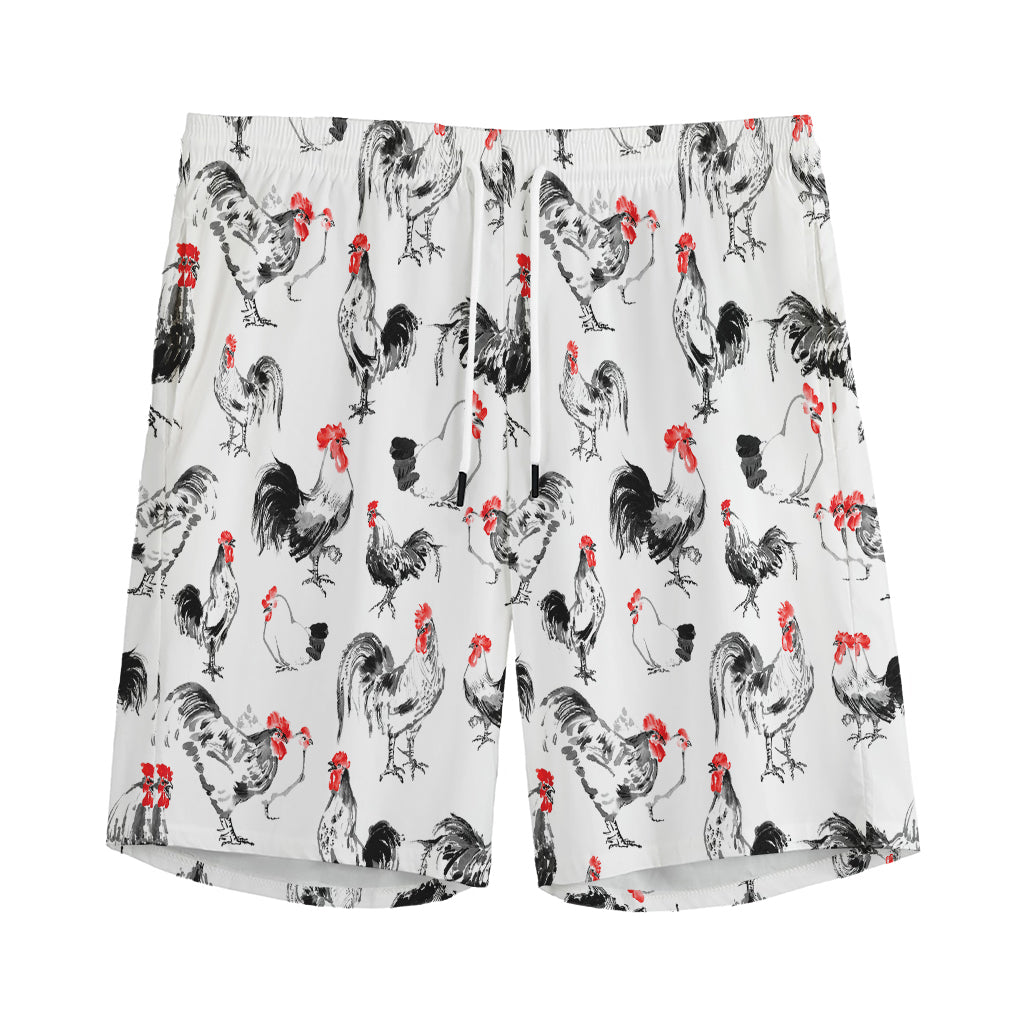Chicken Ink Painting Pattern Print Men's Sports Shorts